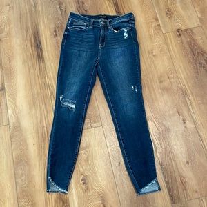 Like new Judy Blue high rise shark bite skinny jeans